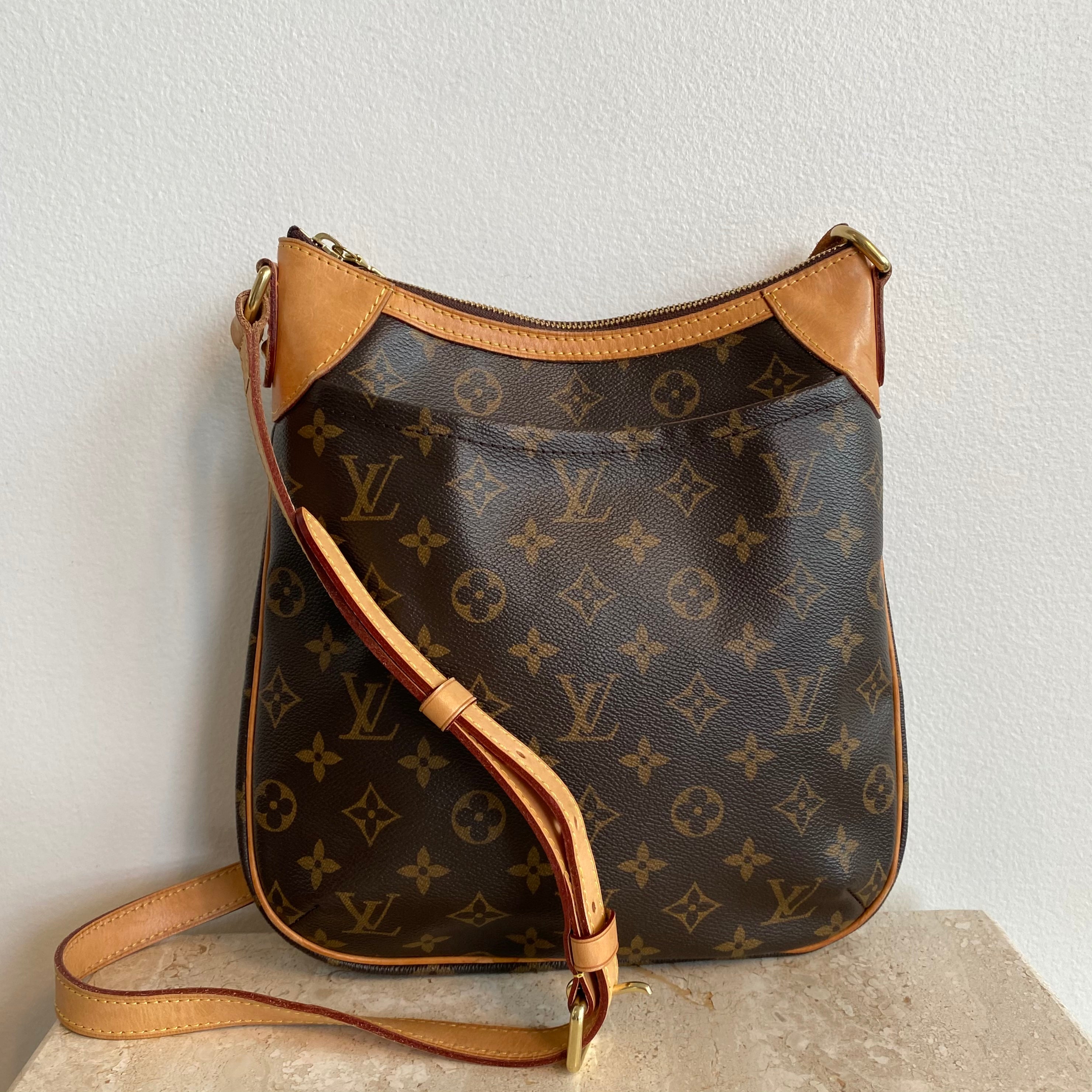Handmade Leather Monogram Crossbody Bag Odeon MM LV PL #16 Handmade Leather Monogram Crossbody Bag Odeon MM LV PL